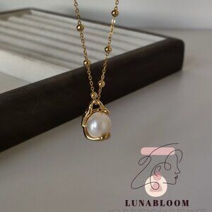 S925 Sterling Silver Gold-Plated Pearl Pendant Necklace